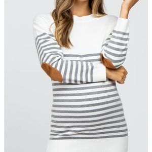 PinkBlush heather grey striped maternity sweater